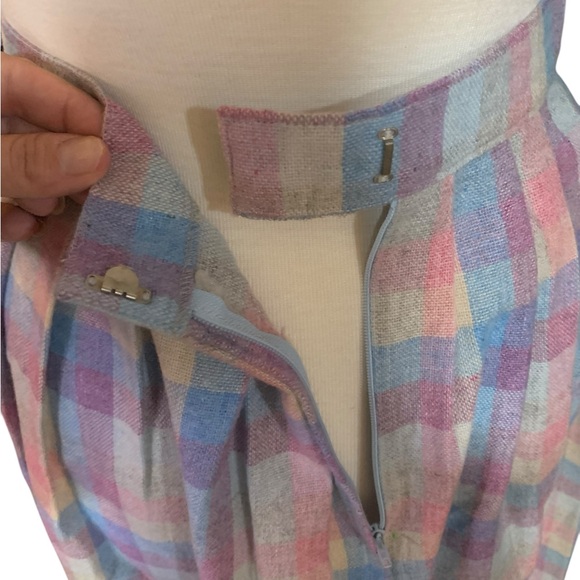 Vintage homemade pastel rainbow plaid midi skirt size 6 - Picture 5 of 6